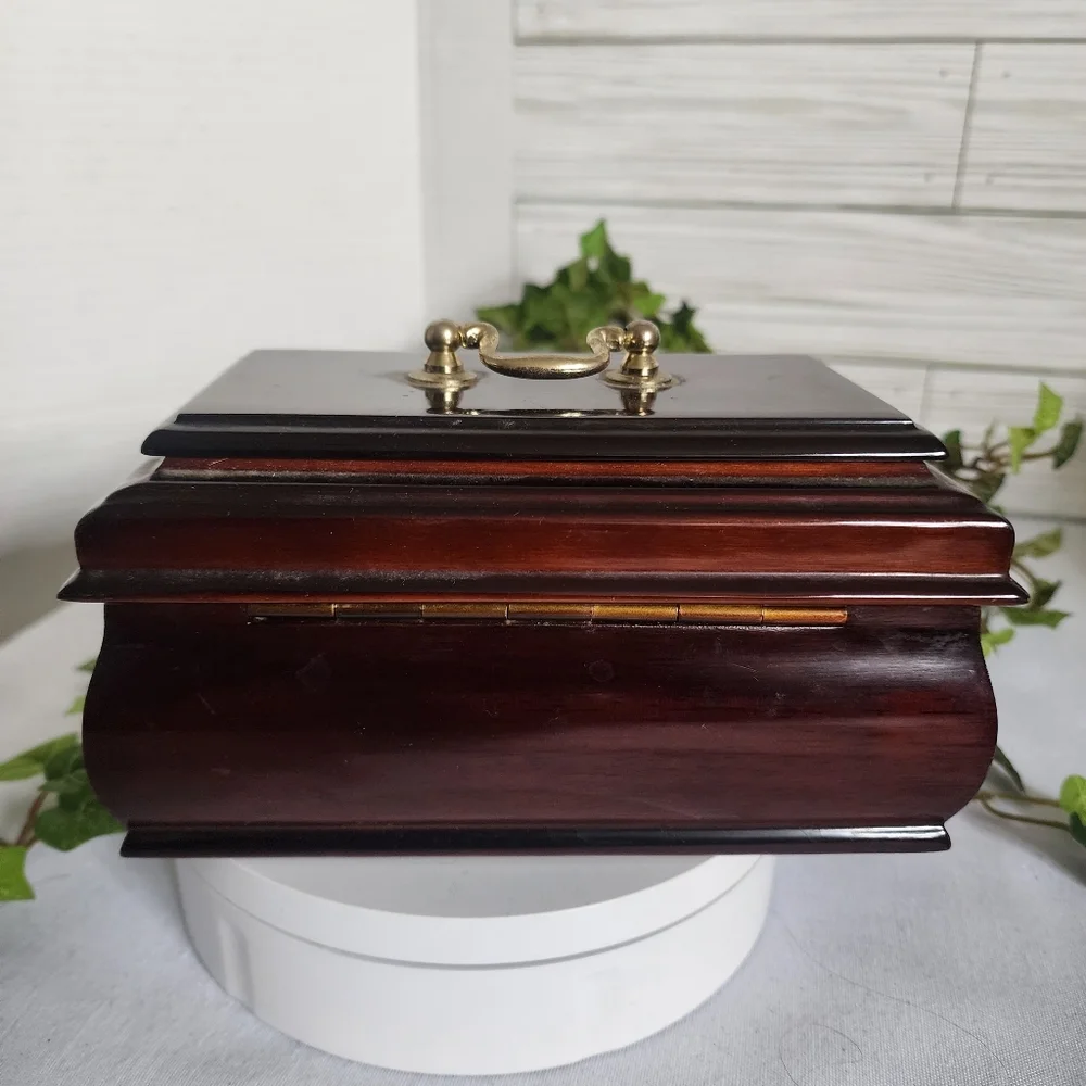 Vintage Mahogany Jewelry Box Made in Korea